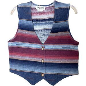 Vintage Y2K Paquette Vest Women's Medium Button Front Western Aztec Festival